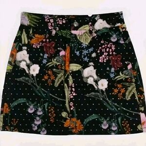 Topshop Moto Floral Denim Skirt Size 4 Rhinestone Embellished Bedazzled Trendy